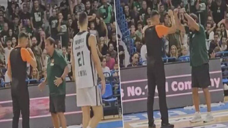 Panathinaikos-Maccabi maçında açılan pankart Ergin Ataman’ı çılgına çevirdi; hakemlere “beni atın” dedi