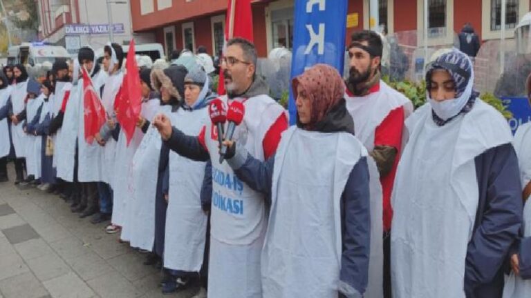Polonez işçilerinin Ankara yürüyüşüne yine engel; beyaz kefen giyerek eylemlerini sürdürdüler