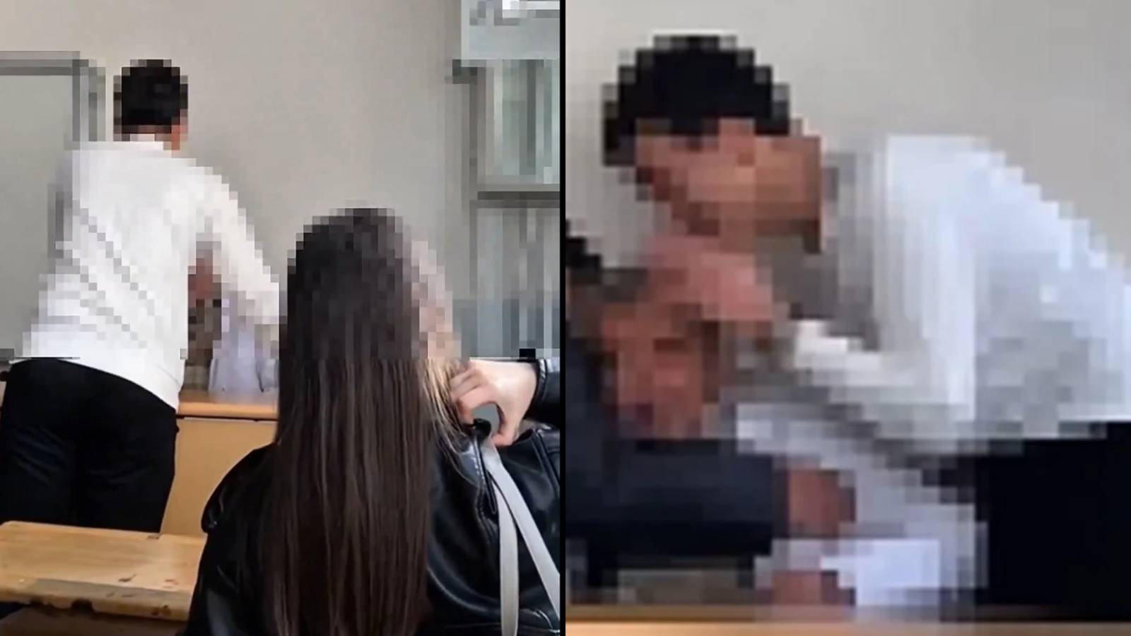 Görüntüler tepki çekti: Liselilerden öğretmene zorbalık!